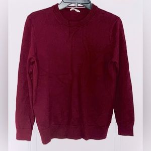 J Crew Boys Girls Kids Unisex Cashmere Blend Burgundy Crewneck Sweater Size XL
